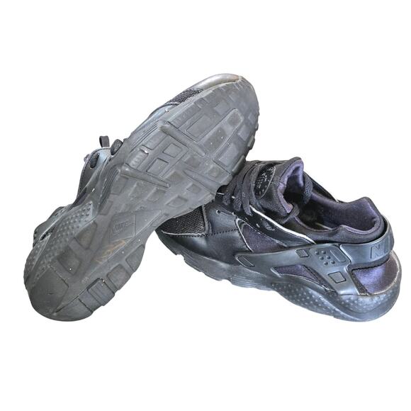 NIKE Hurache Run Kids 6.5Y Triple Black Sneaker SHOES Tie 654275-016 - Picture 6 of 7